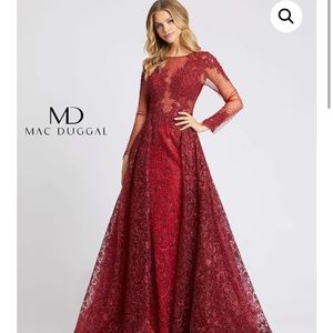 Mac Duggal illusion gown with lace overlay- 20100D